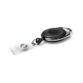 Carabineer Card Reel wth Strap Clip - Pack 50 / schwarz transparent