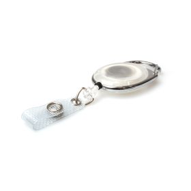 Carabineer Card Reel wth Strap Clip - Pack 50 / weiß transparent