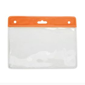 Kartenhalter horizontal Vinyl 77 x 94 mm Farbbalken Orange (1)