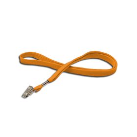 Lanyard flach 10 mm Bull-Dog-Clip Orange