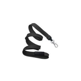 Lanyard flach 10 mm Karabinerhaken Break-Away Schwarz