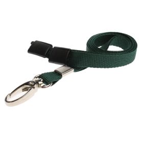 10mm  rPET Lanyards w Metal Lobster Clip - dkl. grün