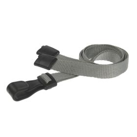 10mm rPET Lanyards With Plastic J-Clip - grau