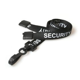 15m rPET Security Black Lanyards Plastic J-Clip