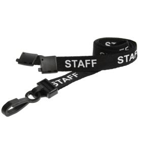 15mm Staff Lanyards With Plastic J-Clip - schwarz