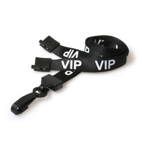 15mm rPET V.I.P. Black Lanyards Plastic J-Clip 