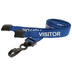 15mm rPET Visitor Lanyards Plastic J-Clip - blau