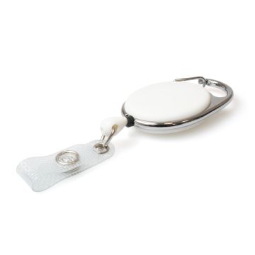 Carabineer Card Reel wth Strap Clip - Pack 50 / weiß
