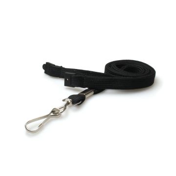 10mm rPET Tubular Lanyards w Metal J-Clip - schwarz