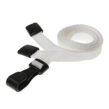 10mm rPET Lanyards With Plastic J-Clip - weiß