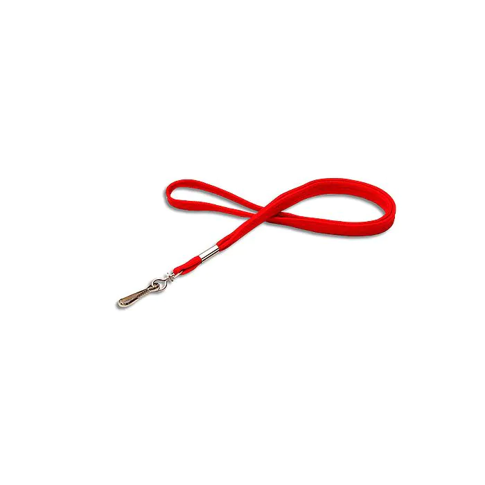 Lanyard flat 12 mm swivel hook red - 10 pieces