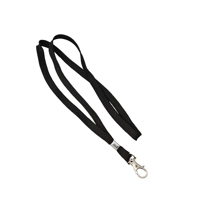 Lanyard flat 10 mm snap hook black - 10 pieces