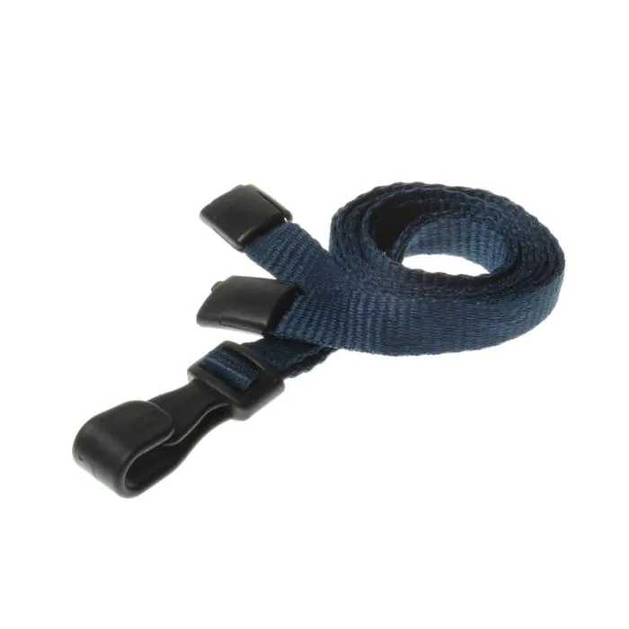 10mm rPET Lanyards With Plastic J-Clip - dkl. blau