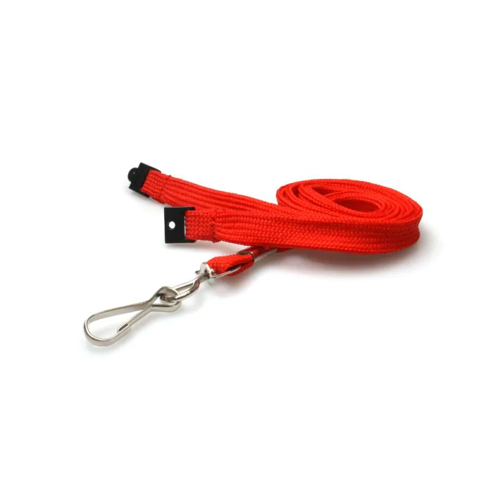 10mm rPET Tubular Lanyards w Metal J-Clip - rot 10mm rPET Tubular Lanyards w Metal J-Clip - rot