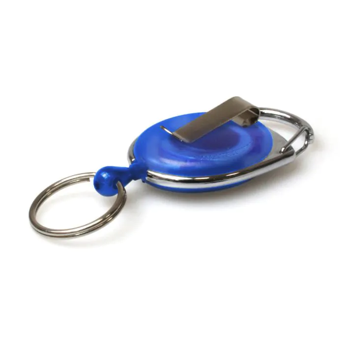Blue Carabineer Reel wth Belt Clip & Key Ring - Pack 50 Blue Carabineer Reel wth Belt Clip & Key Ring - Pack 50